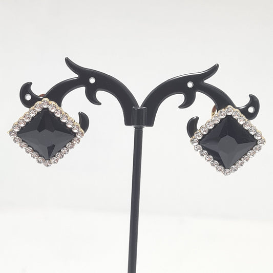 Black Rhinestone Diamante Earrings