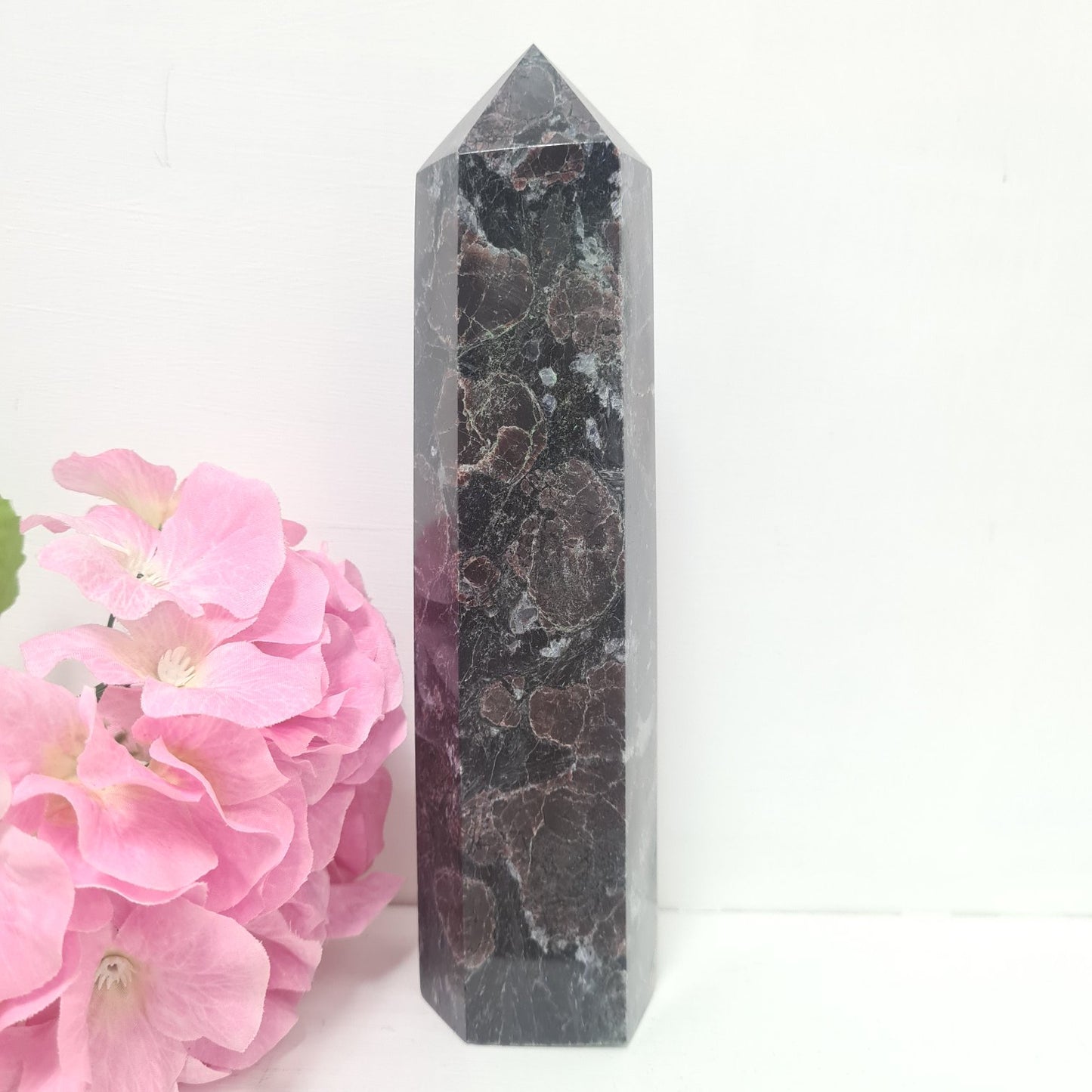 Arfvedsonite with Garnet Gemstone Tower