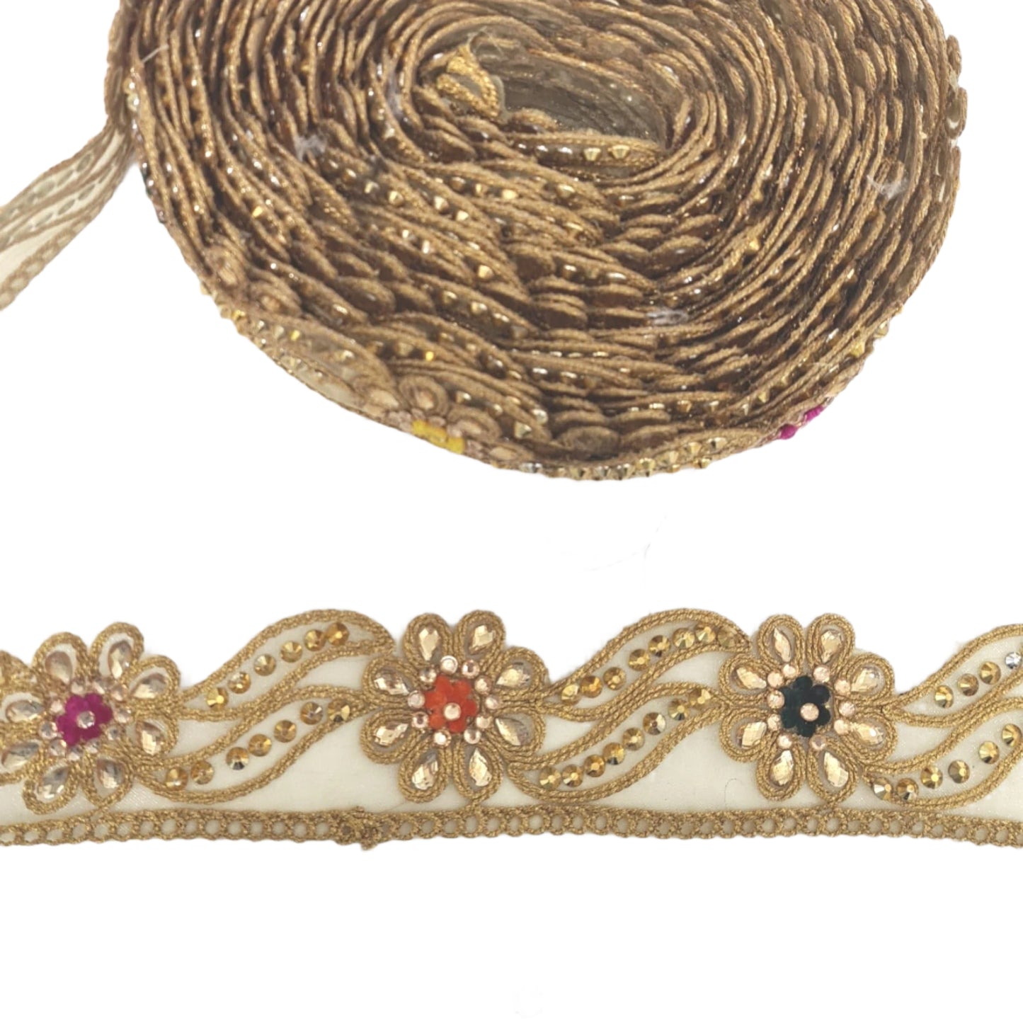 Dark Gold Indian Rhinestone Trim