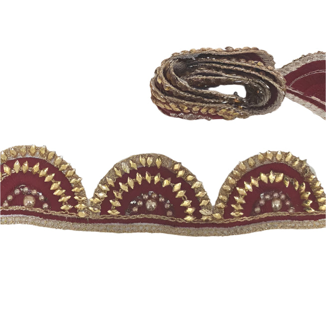 Maroon Rhinestone Indian Trim