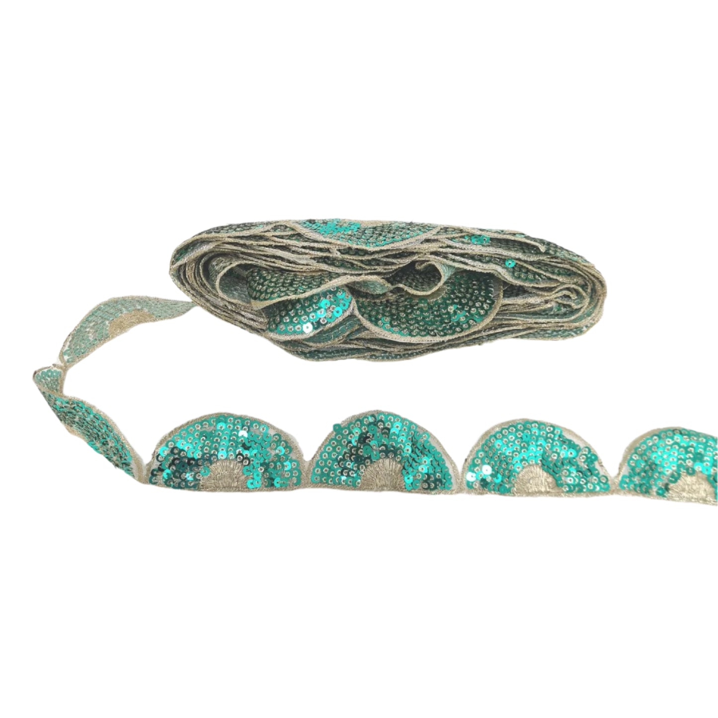 Green Sequin Half Circle Trim