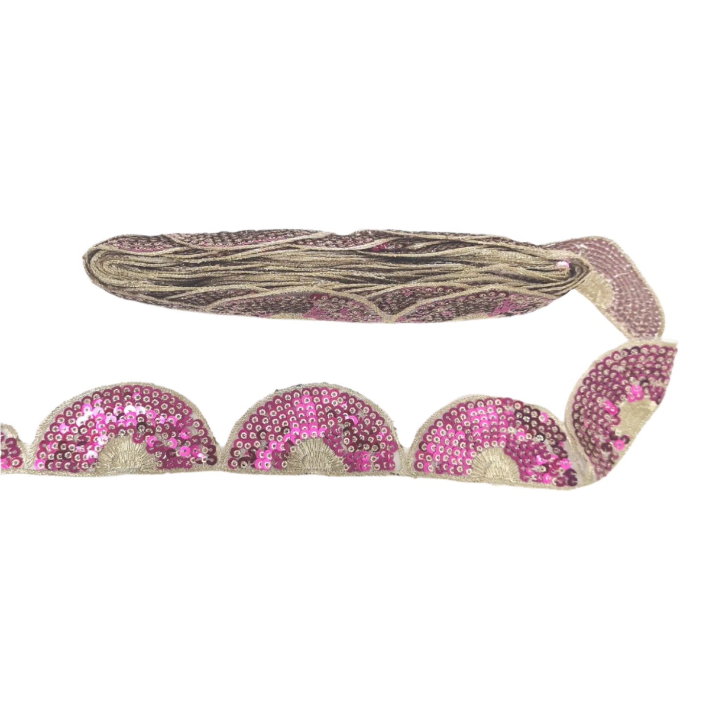 Fuchsia Sequin Half Circle Trim