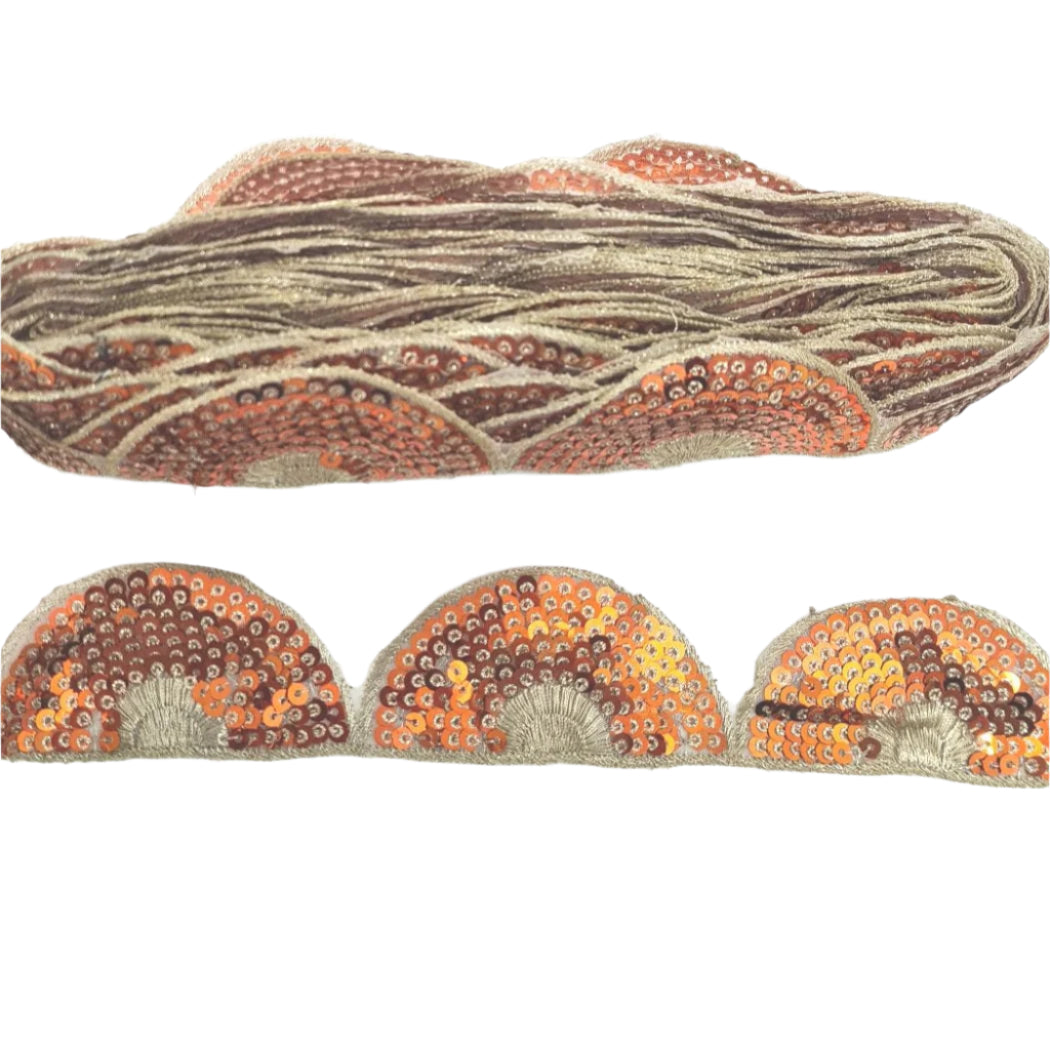 Orange Sequin Half Circle Trim