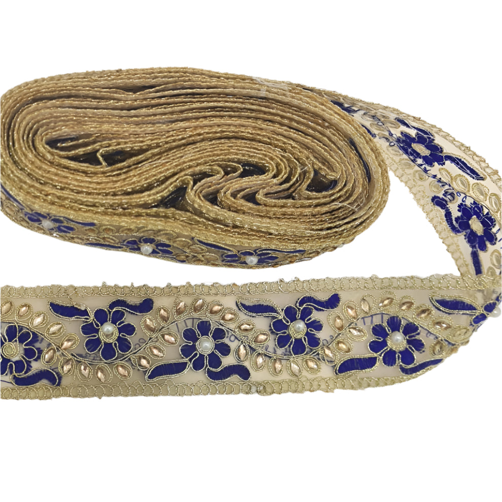 Blue Floral Indian Trim