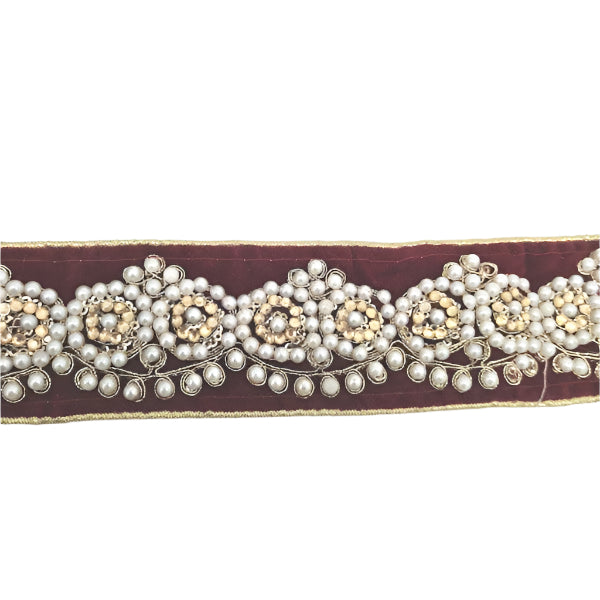 Pearl, diamante & crushed red velvet  Trim