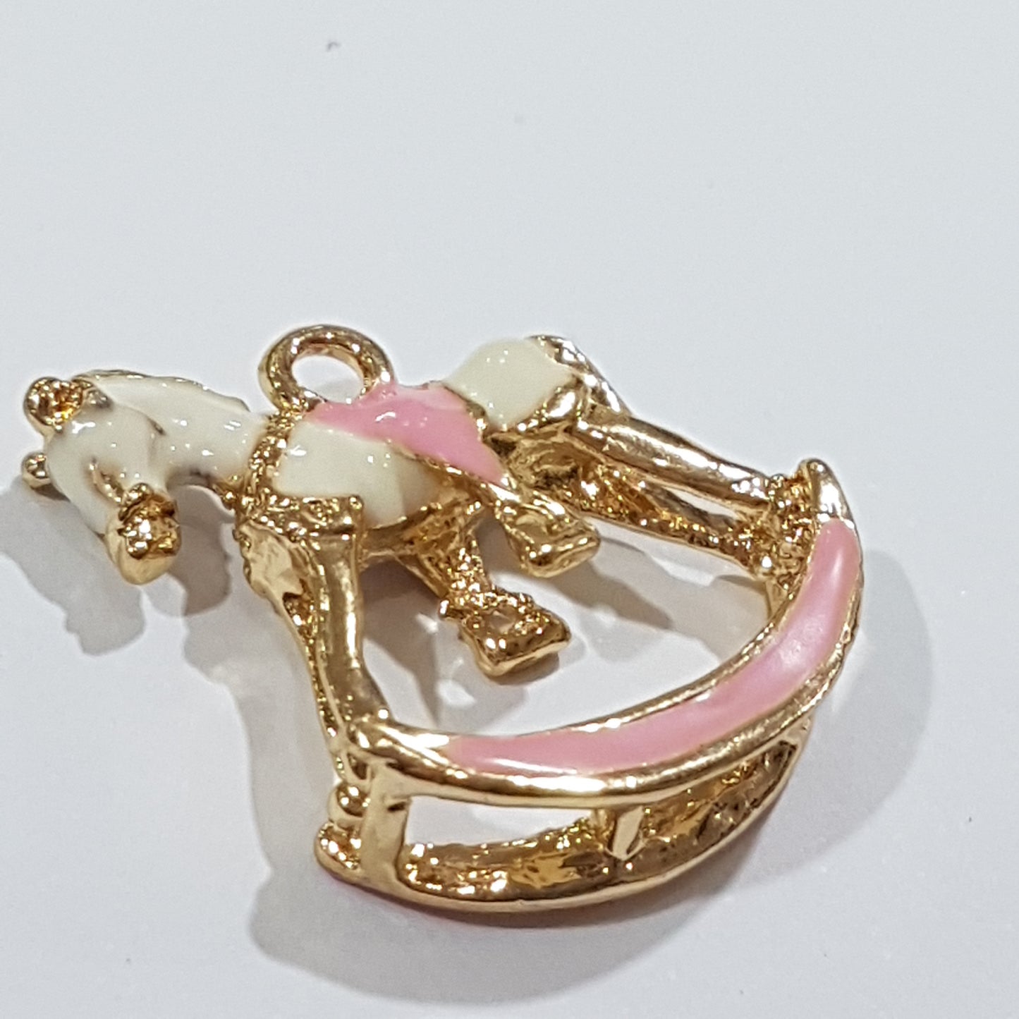 Light Pink Enamel Rocking Horse Charm