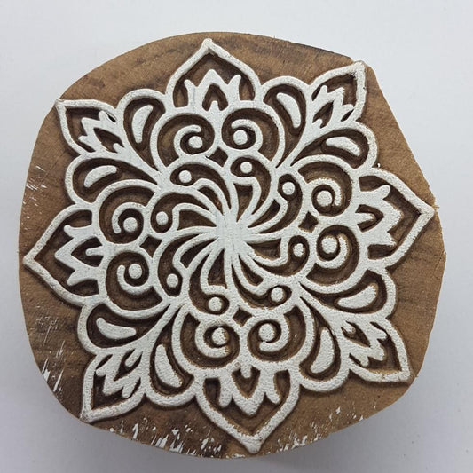 Round Intricate Indian Block Stamp
