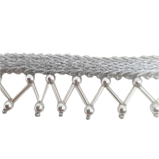 Silver Fringe with beads Indian Trim