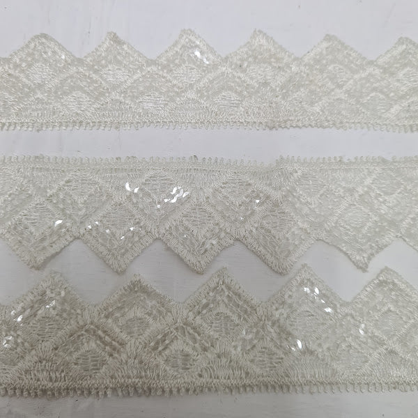 White Lace & sequinned  Trim