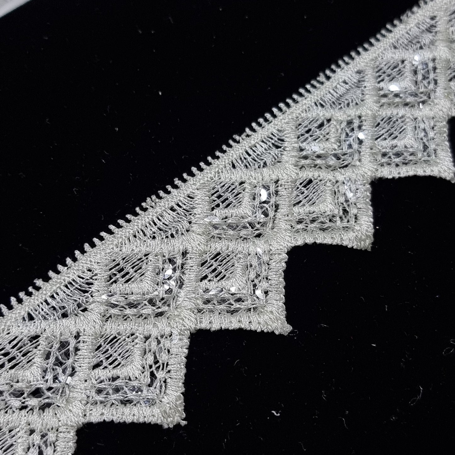 Off White Sequin Lace Trim
