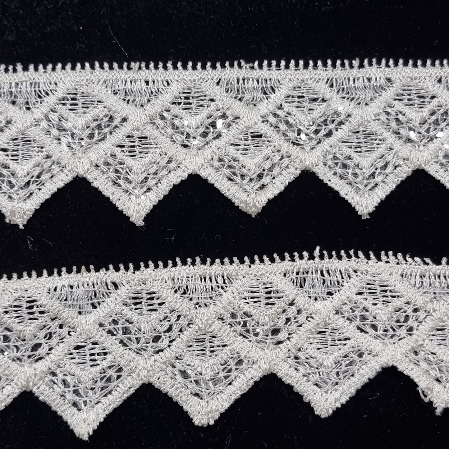 Off White Sequin Lace Trim