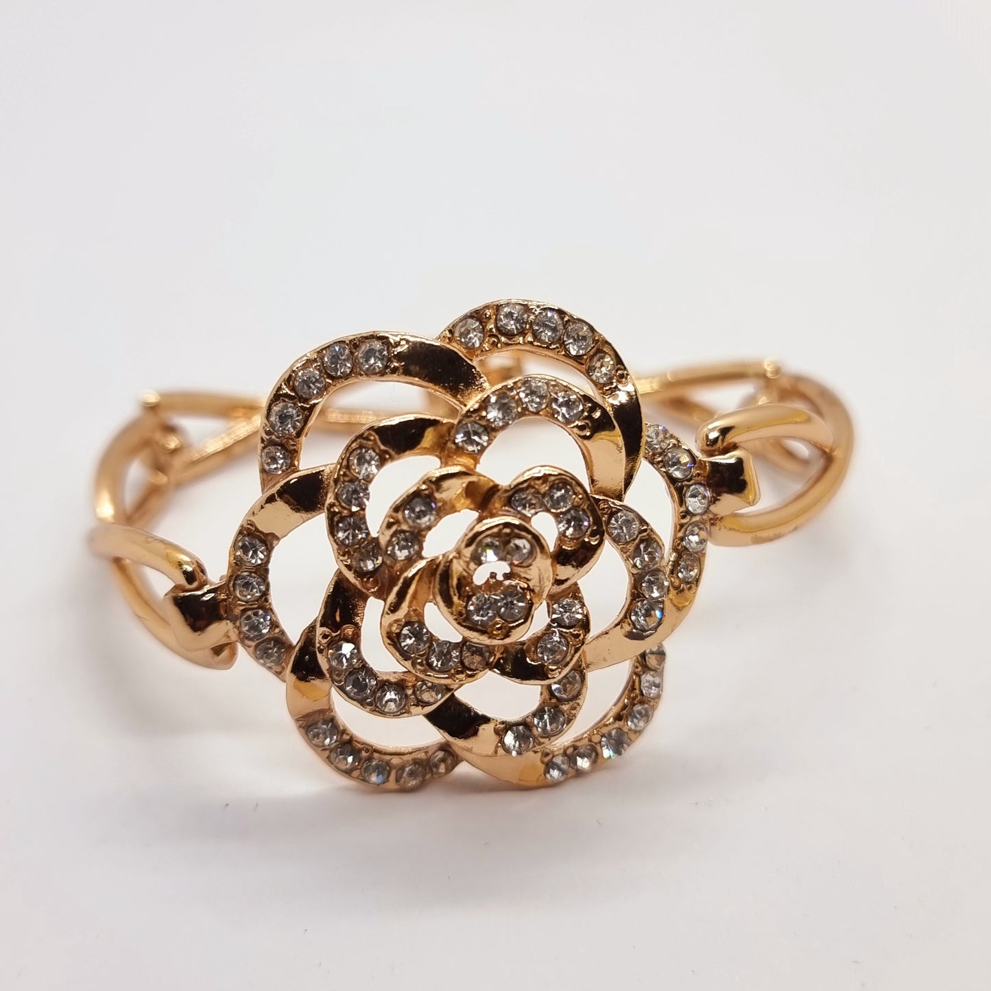 Large Rose Rhinestone Bracelet