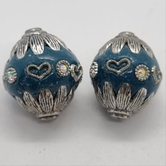 Blue and Silver Kashmiri Beads