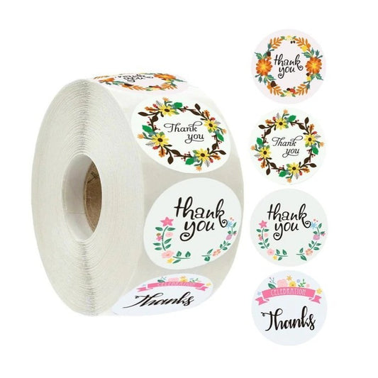 500pc Floral Thank You Stickers
