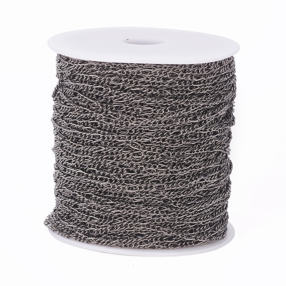 1M Gunmetal Black Figaro Chain