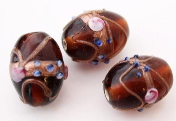 5pc Large Brown Oval Wedding Cake Bead
