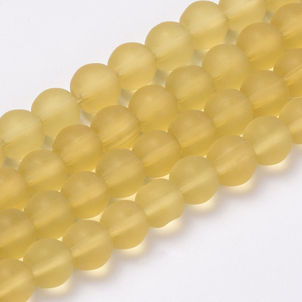 6mm Pale Gold Frosted Glass Beads