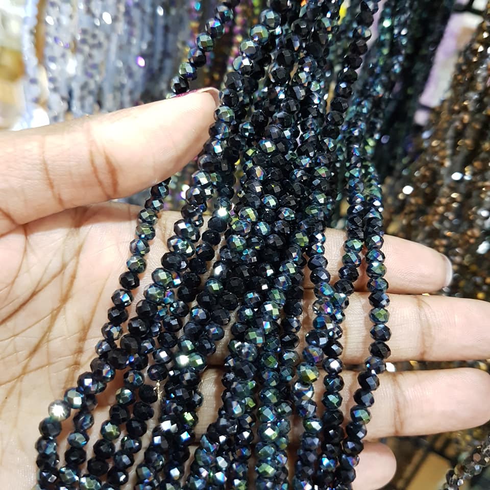 Black Electroplate Crystal Rondelles