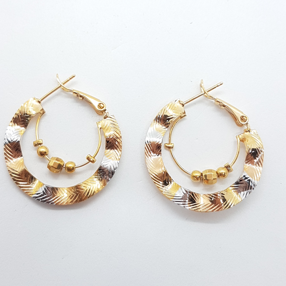 Tri Colour Wavy Hoop Earrings