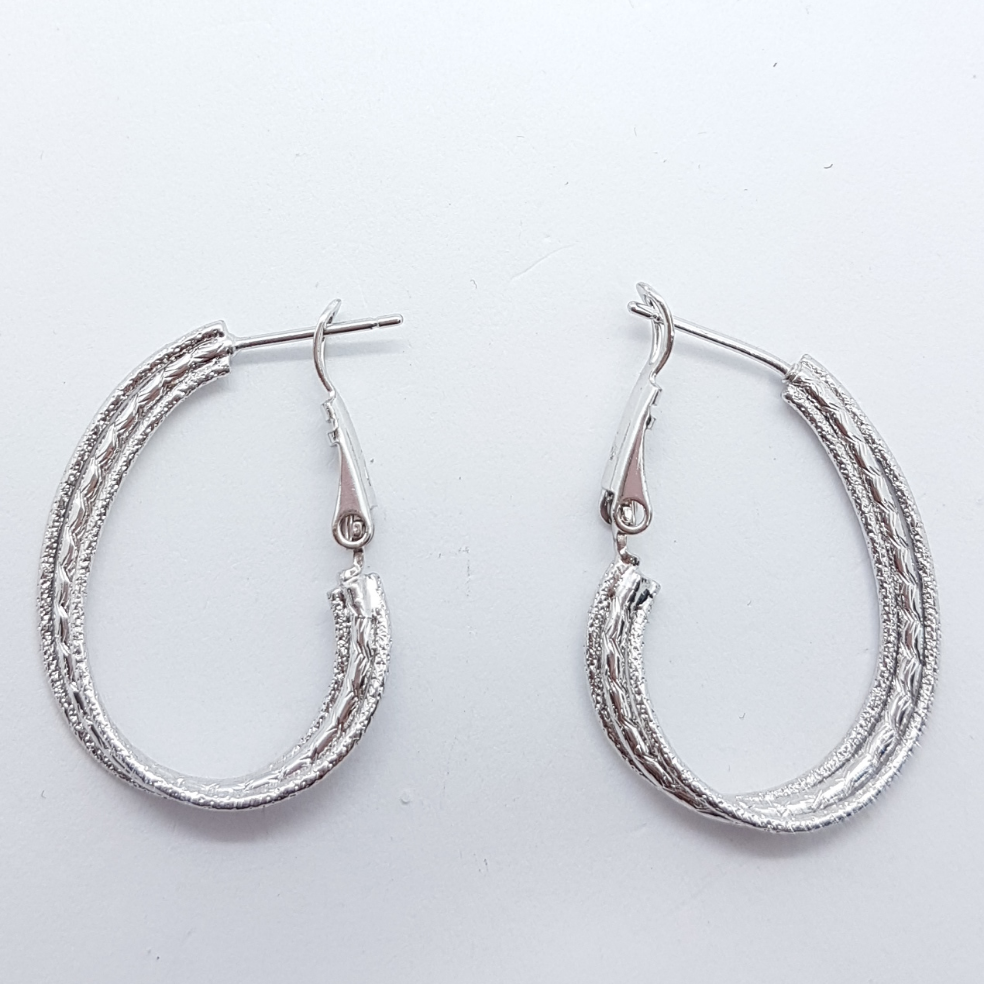 Silver Oval Hoop Earrings