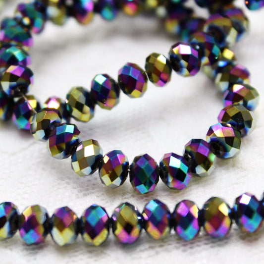 Rainbow Electroplate Crystal Rondelles