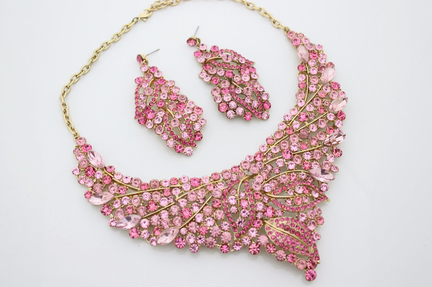 Pink Rhinestone Jewellery Set