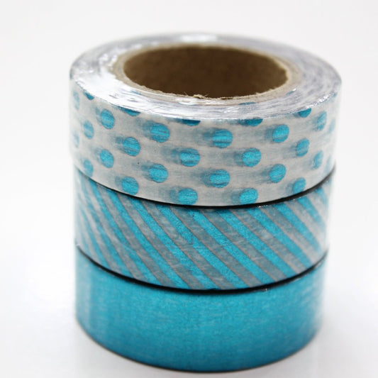 Blue Foil Washi Tape - Set of 3