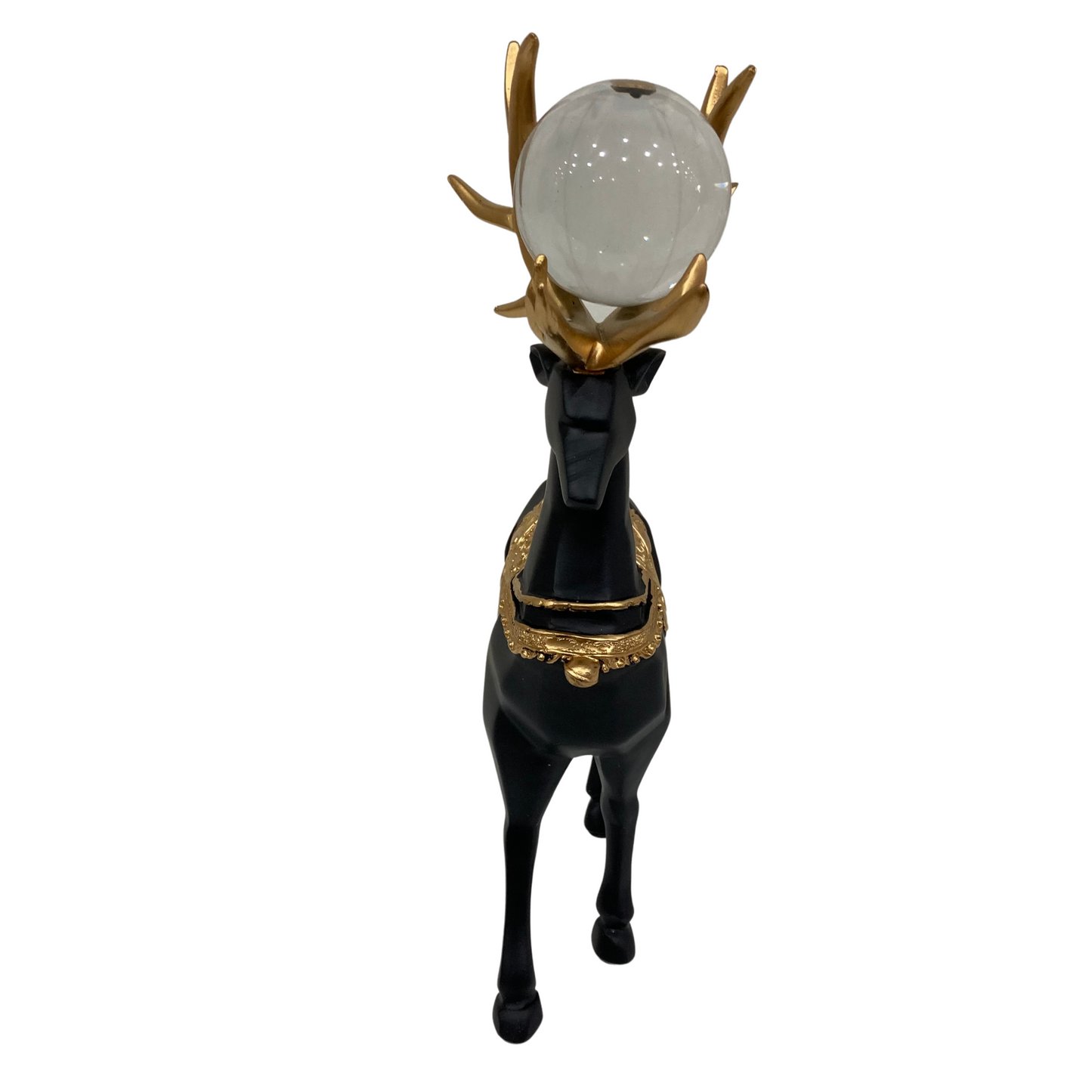 Black and Gold Standing Deer with Glass Ball
