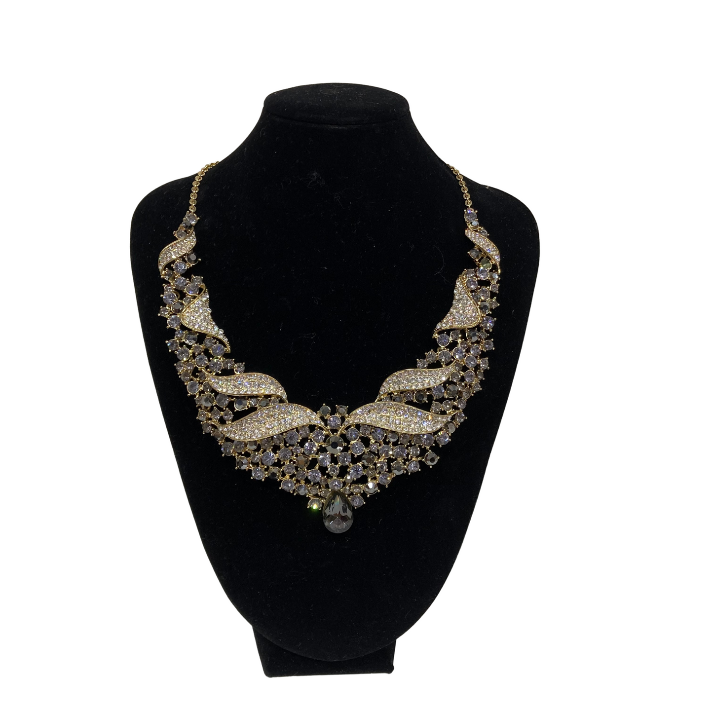 Grey and Gold Rhinestone Jewellery Set