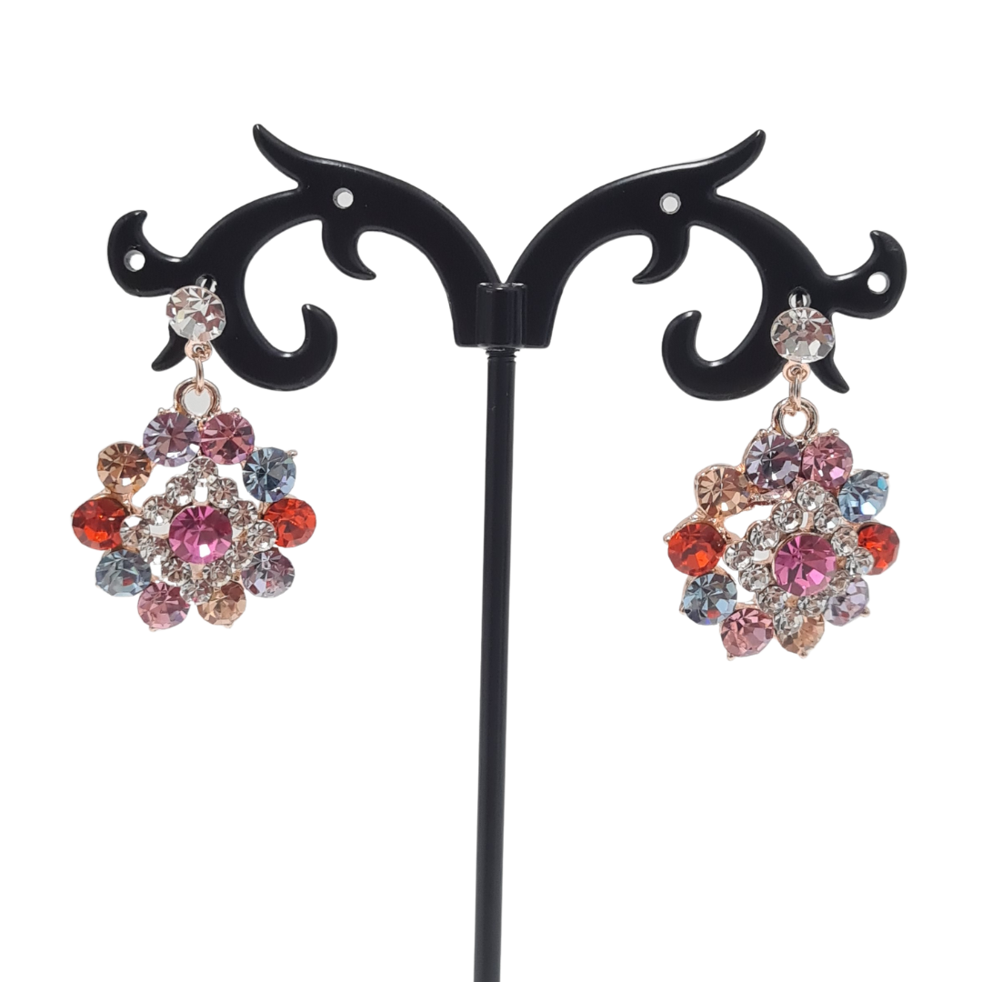 Multi Colour Sparkling Rhinestone Drop Earrings
