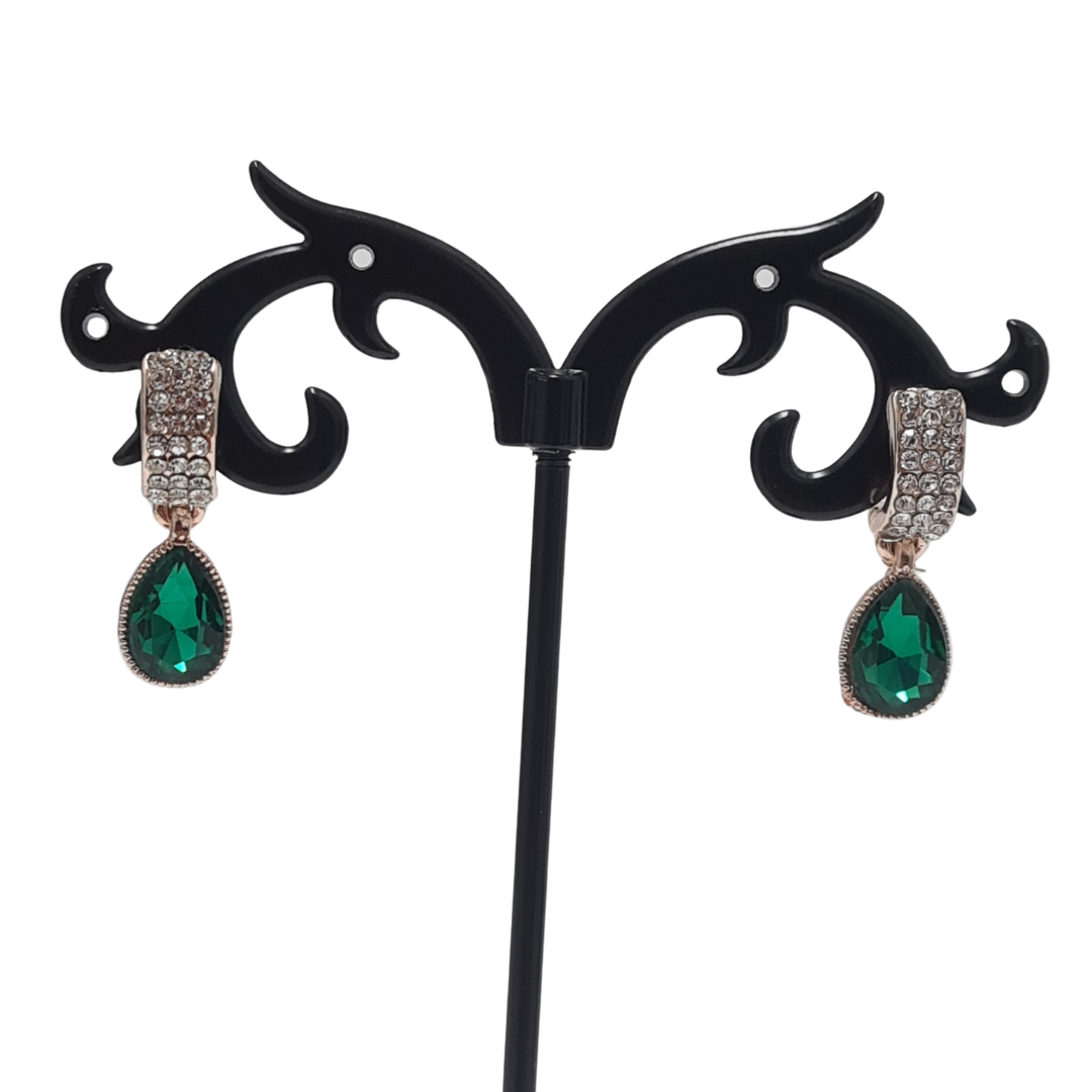 Emerald Green Teardrop Dangle Earrings