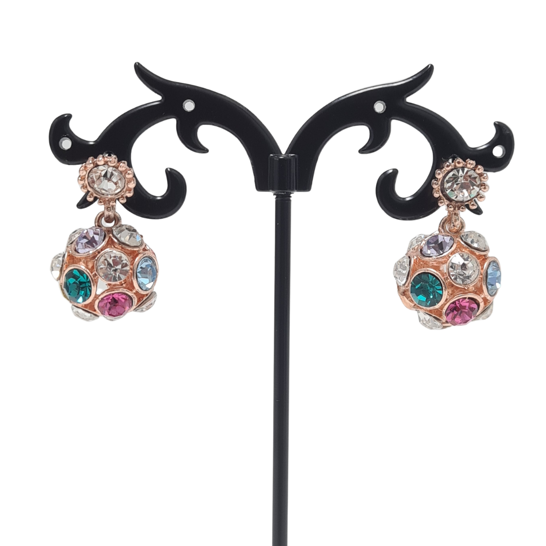 Multi Colour Rhinestone Ball Earrings