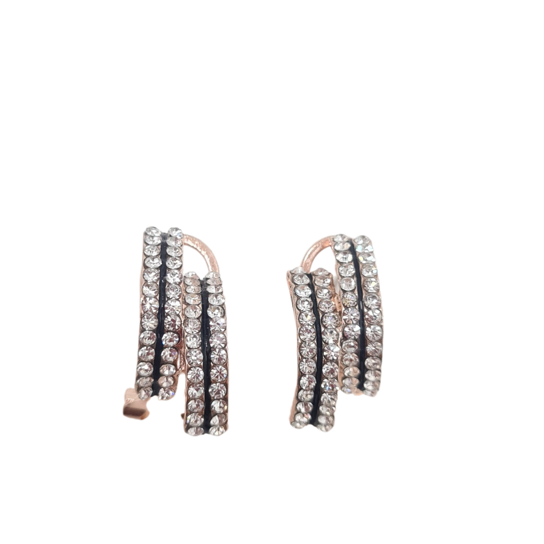 Rhinestone Stud Hoop Earrings