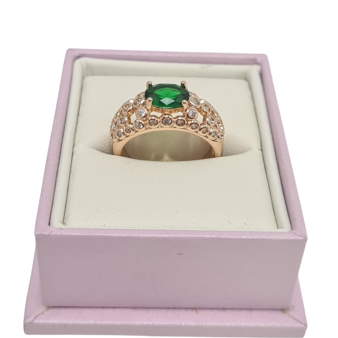 Green Oval CZ Ring