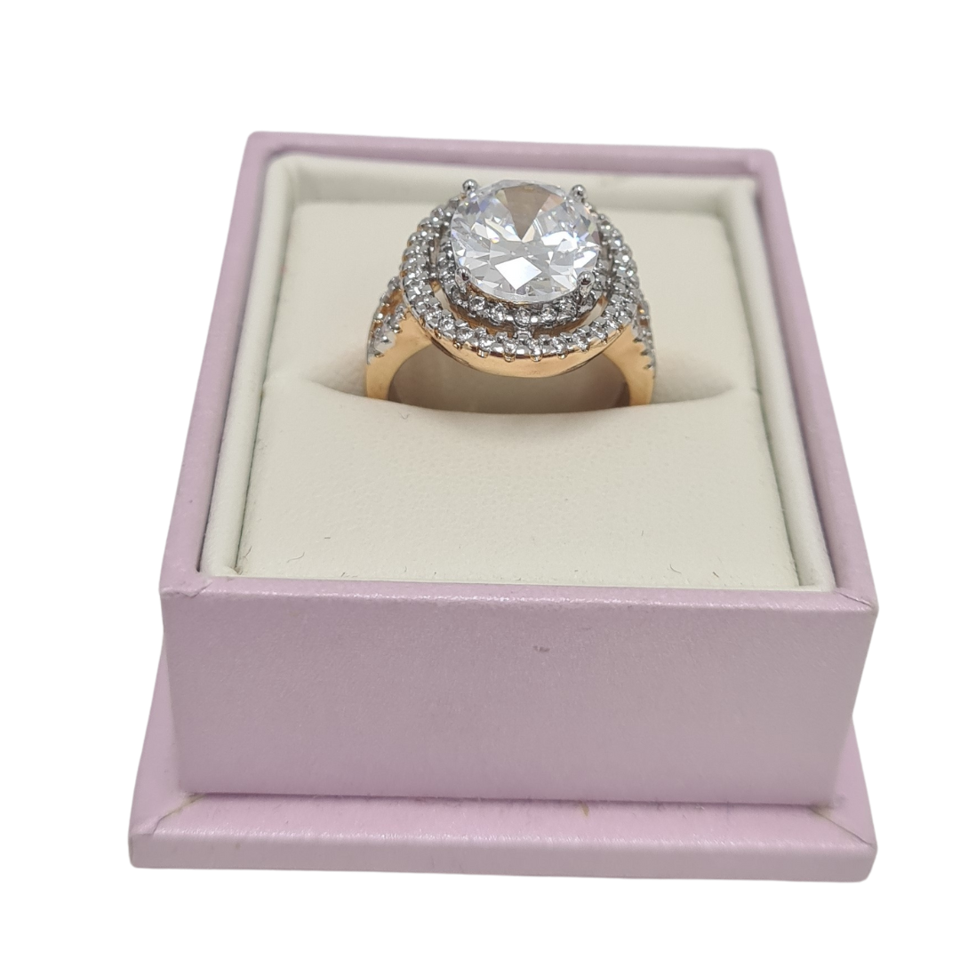 CZ Halo Statement Ring