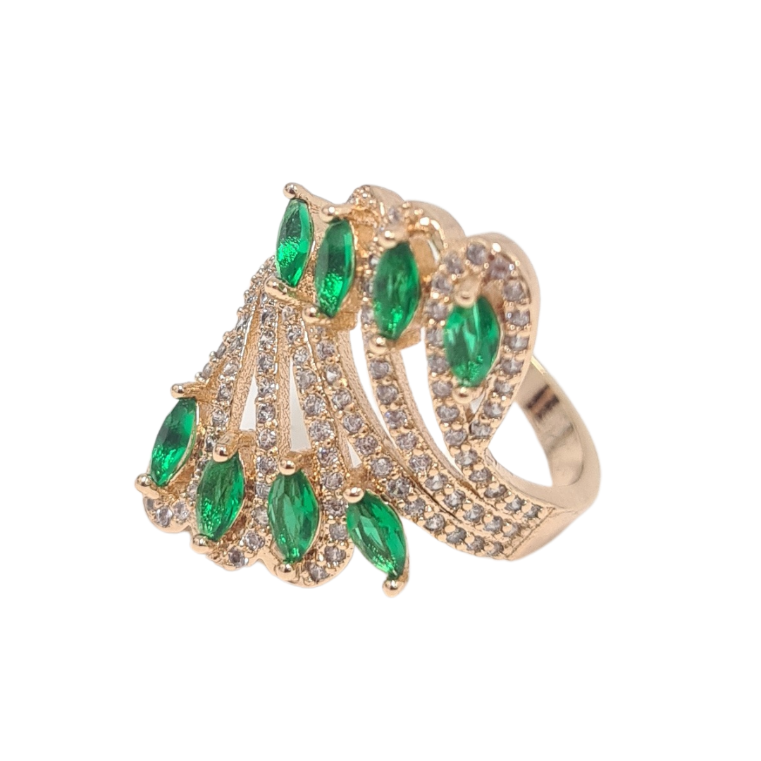 Green CZ Statement Ring