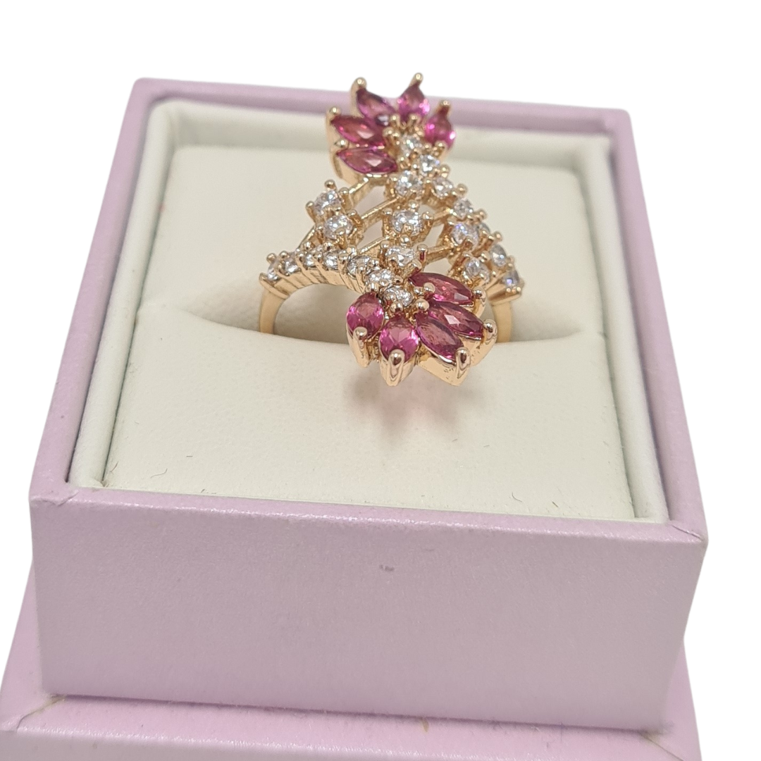 Long Pink CZ Statement Ring