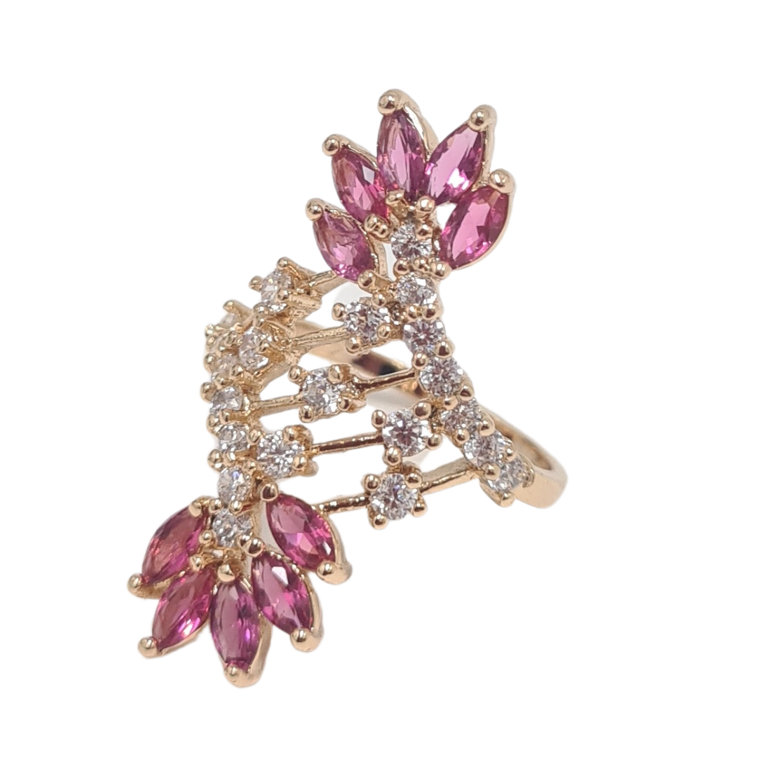 Long Pink CZ Statement Ring