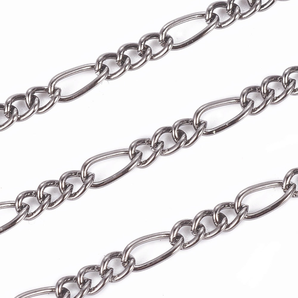 1M Gunmetal Black Figaro Chain