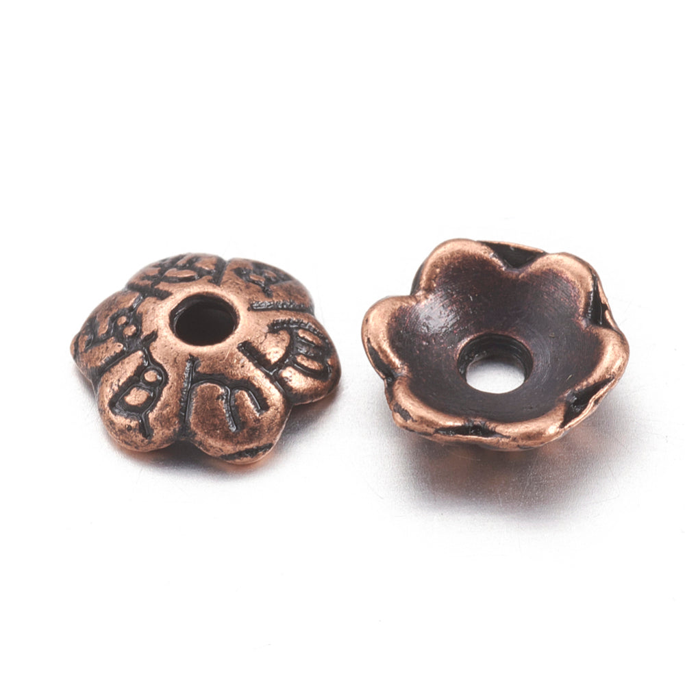 50pc Antique Copper Bead Caps