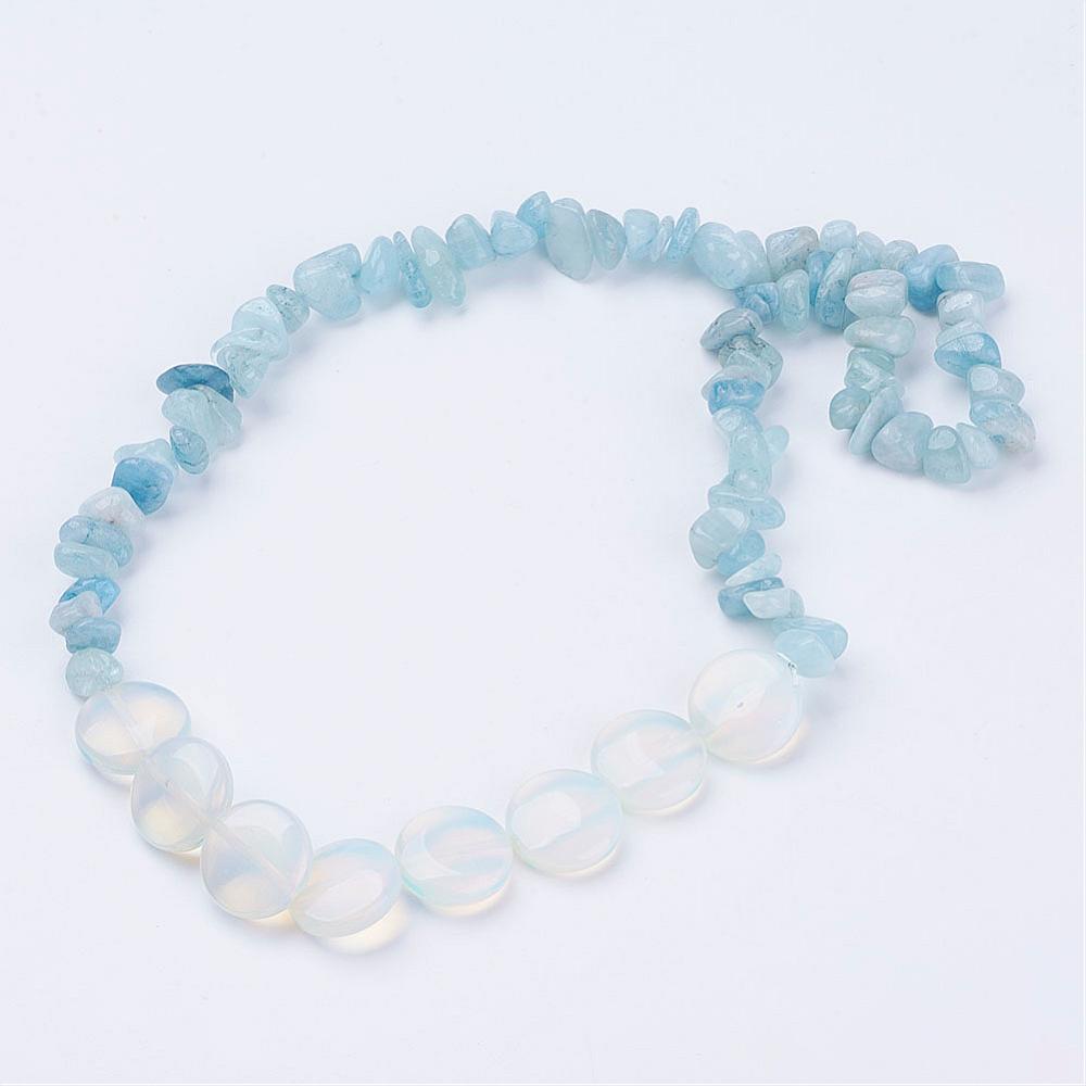 Aquamarine and Opalite Beaded Necklace
