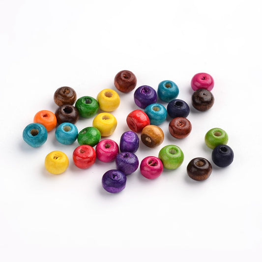 100pc 6mm Dyed Wooden Beads