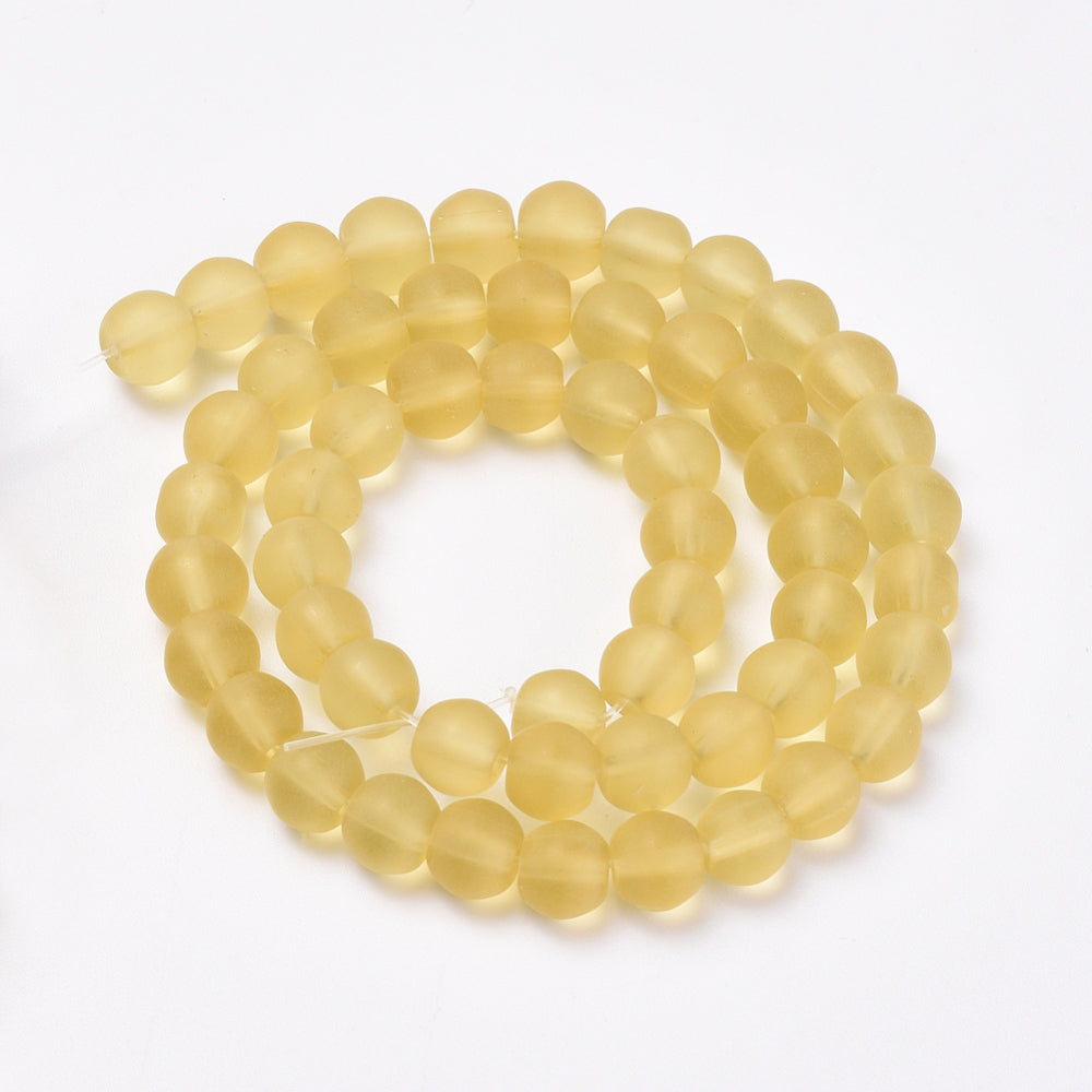 6mm Pale Gold Frosted Glass Beads
