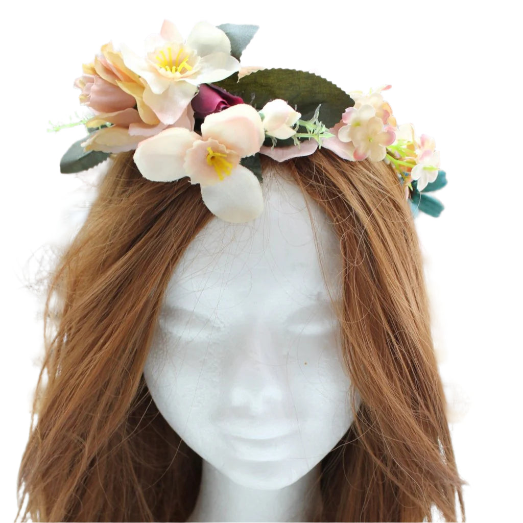 Peachy Pink Flower Hair Crown