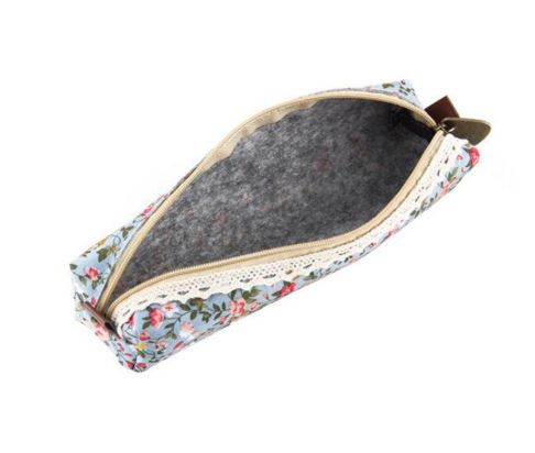 Blue Floral Fabric Pencil Case