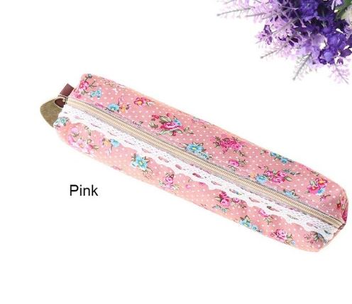 Pink Floral Fabric Pencil Case