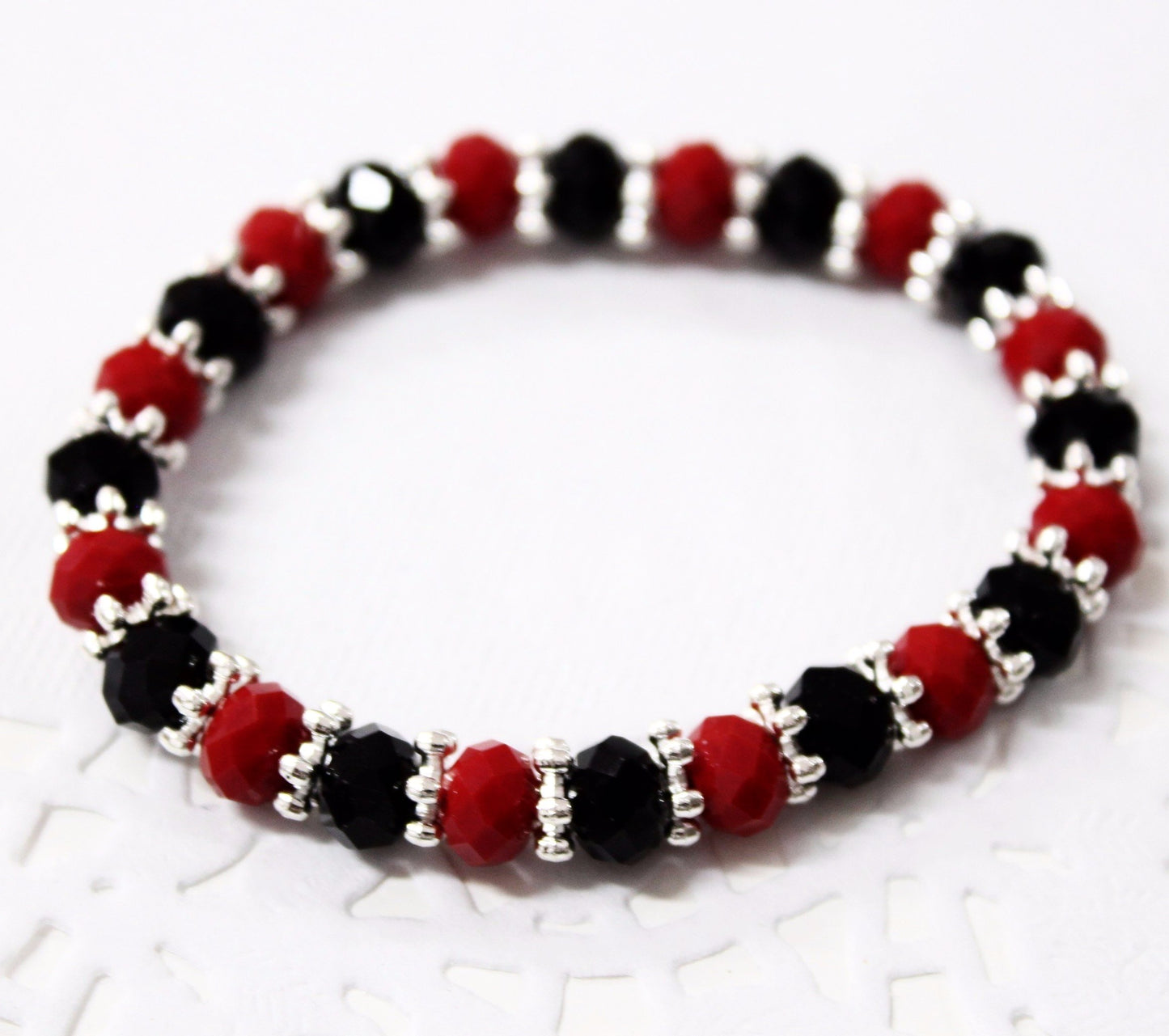 Red and Black Beaded Bracelet