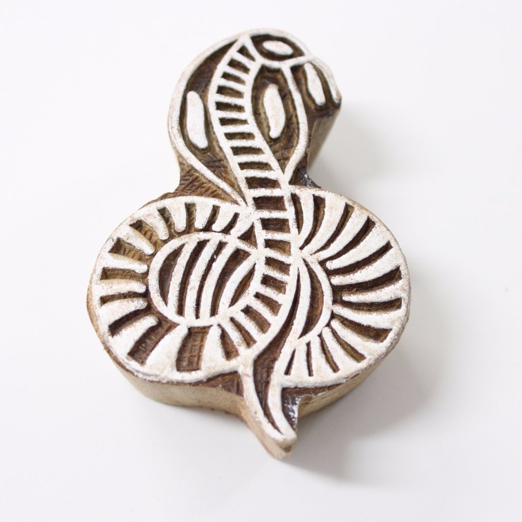 Snake Hand Carved Indian Block Stamp