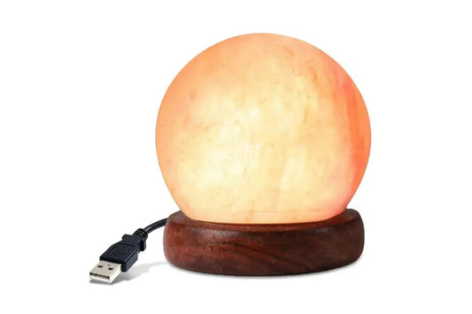USB Himalayan Salt Lamp Sphere- Orange 10cm