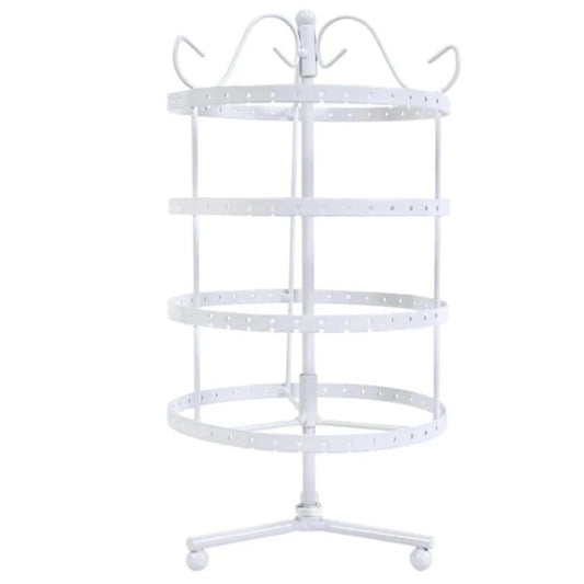 4 Tier White Rotating Earring Display Stand